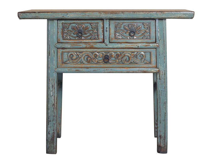Antique Chinese Console Table Handcarved Blue W98xD42xH81cm