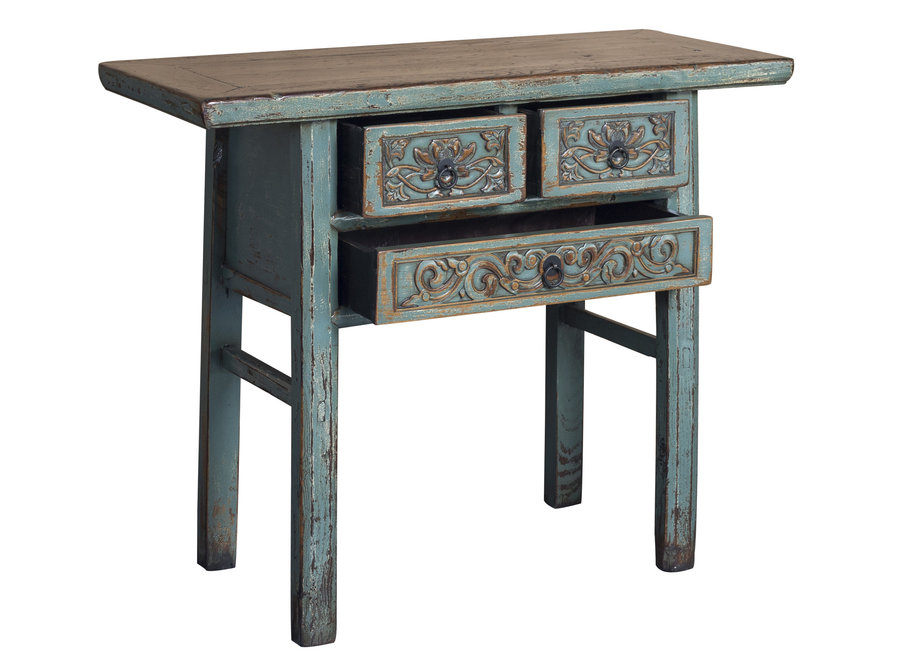 Antique Chinese Console Table Blue Handcarved W98xD42xH81cm