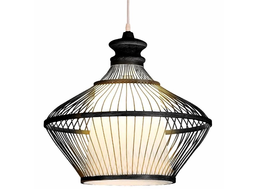 Bamboo Lampshade Pendant Light Black Handmade - Oliver D46xH40cm