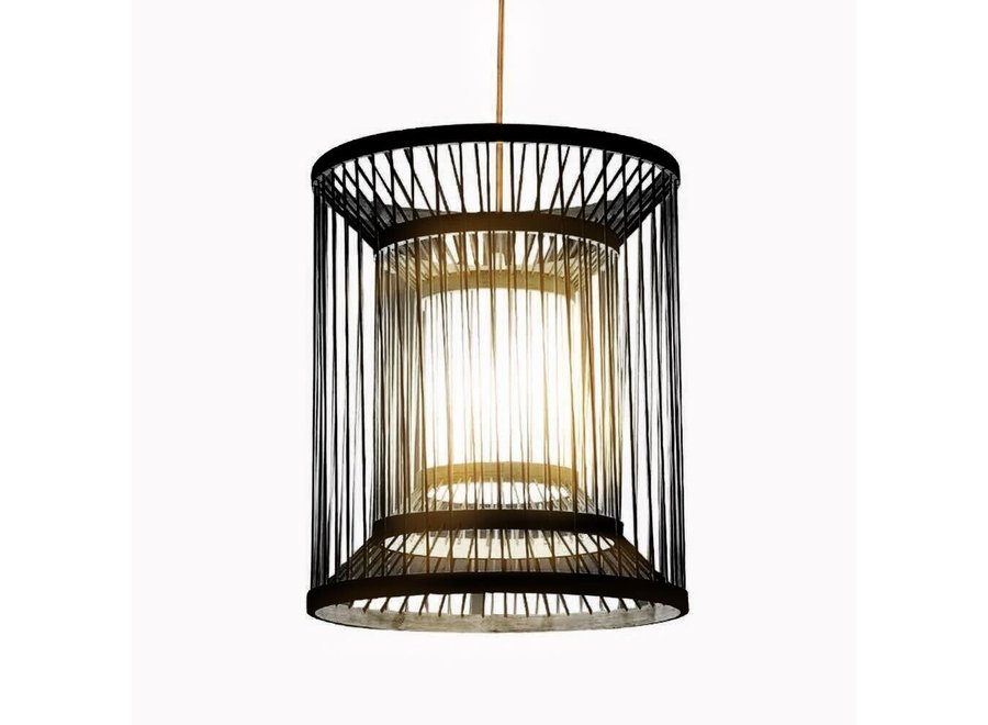 Lampe á Suspension Bambou Noir Fait Main - Alex D30xH45cm