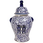 Chinese Ginger Jar Hand-painted Porcelain Blue White D25xH46cm Double Happiness