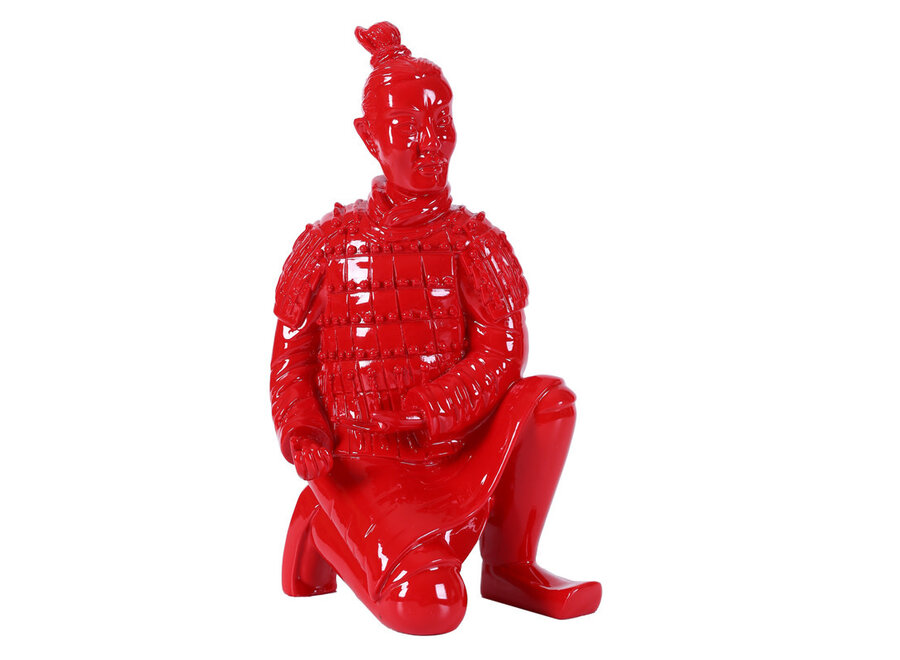 Terracotta Warrior Statue Kneeling Archer Red W17xD15xH32cm