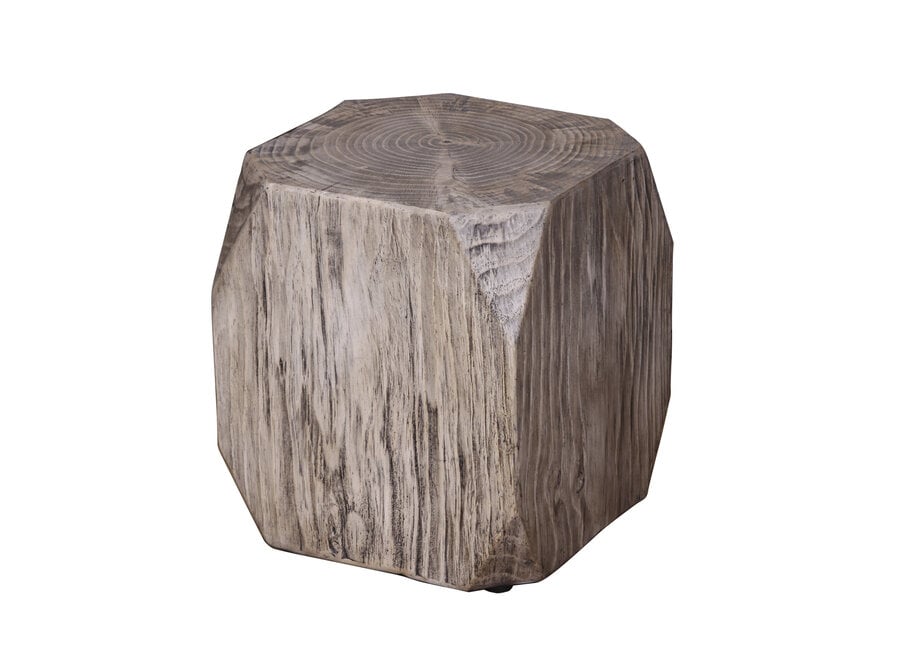 Concrete Sidetable Faux Wood End Table - Alexios D35xH44cm