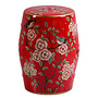 Keramik Hocker Rot Blumen Handgefertigt - Aria D30xH45cm