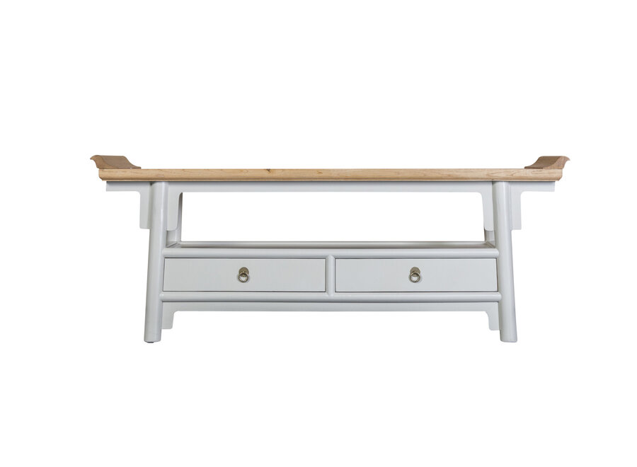 Chinese TV Stand Bench Greige Qiaotou W140xD38xH55cm