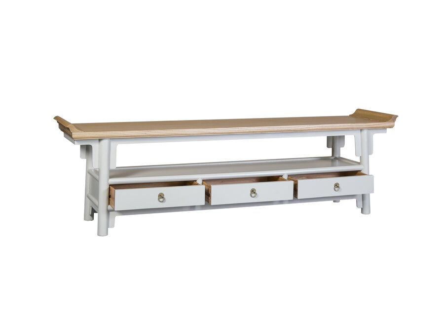 Chinese TV Stand Bench Greige Qiaotou W180xD40xH55cm