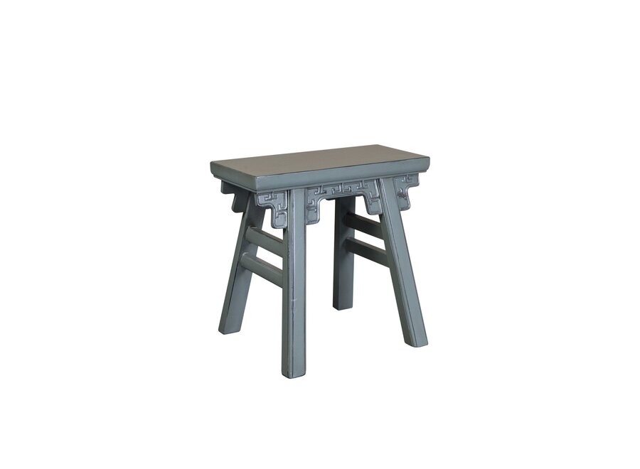 Tabouret Chinois Gris Olive avec des Détails L50xP23xH47cm