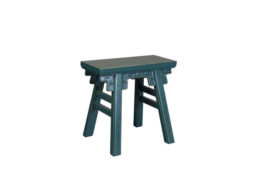 Chinese Stool Teal with Details W50xD23xH47cm