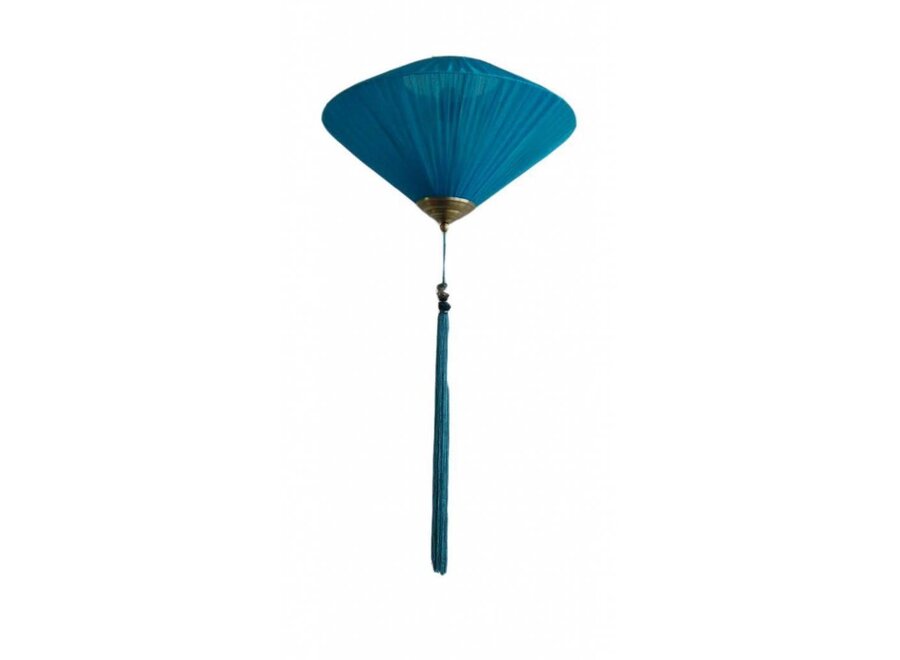 Chinesische Lampe Ozeanblau Seide D50xH30cm