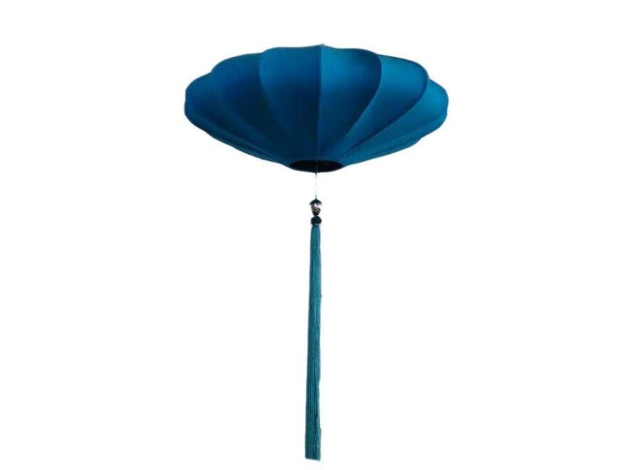 Chinesische Lampe Ozeanblau Seide D50xH25cm