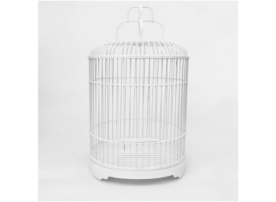 Cage à Oiseaux Suspendue avec Crochet Blanc Décoration D40xH60cm