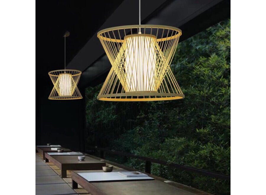 Deckenleuchte Bambus Lampe Asianliving Handgefertigt Naomi Fine D40xH35cm - 