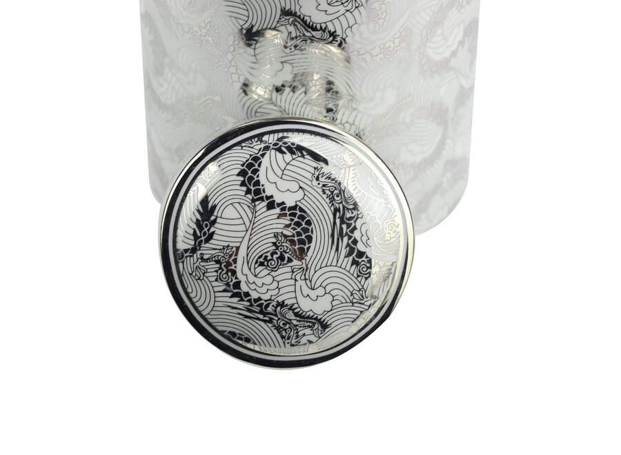 Pot à Gingembre Chinois Porcelaine Dragon Argent D20xH40cm