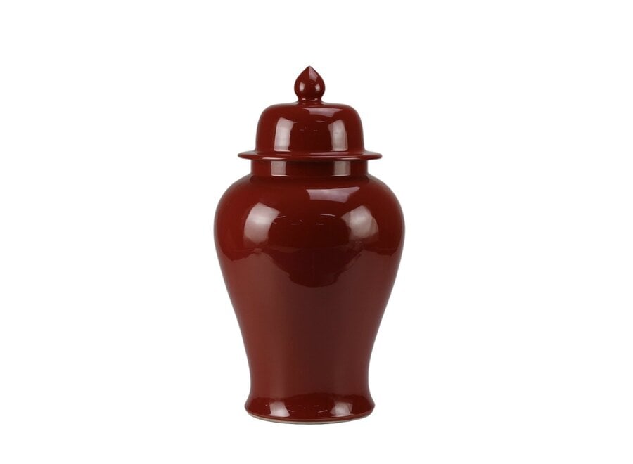 Pot à Gingembre Chinois Porcelaine Rouge Fait Main D24xH44cm