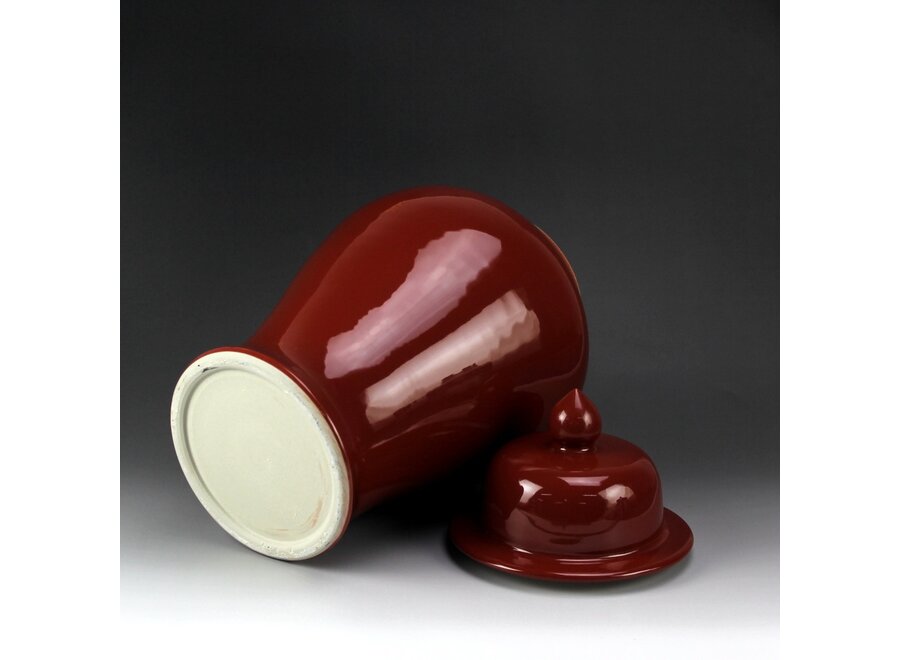 Tarro de Jengibre Chino Porcelana Rojo Hecho a Mano D24xAl44cm