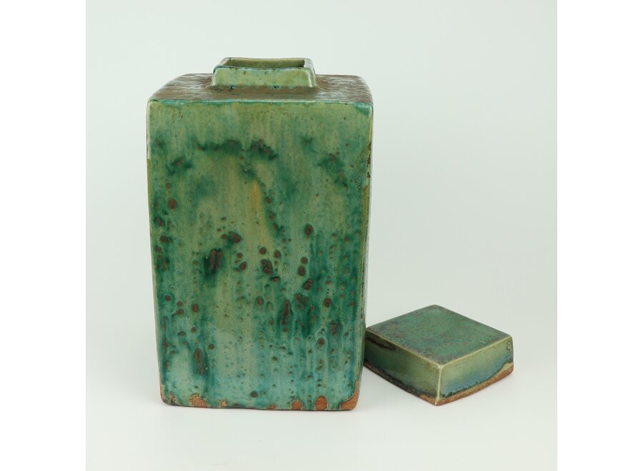 Vaso Ginger Jar Cinese in Porcellana Verde Fatto a Mano D19xA30cm