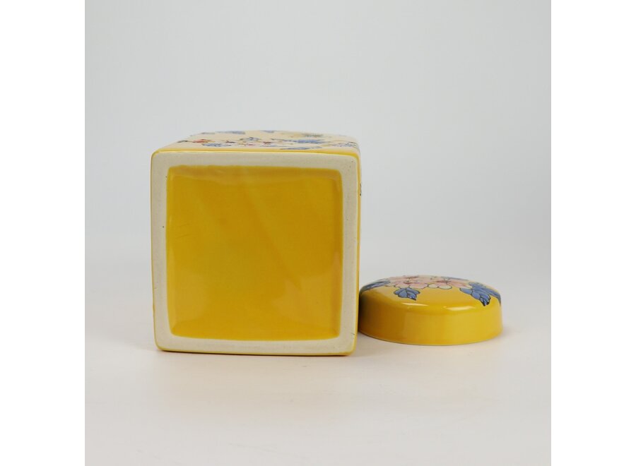 Chinese Ginger Jar Porcelain Yellow Flowers HandPainted D12xH21cm