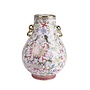 Vase Chinois Porcelaine Blanc Peint à la Main D22xH31cm