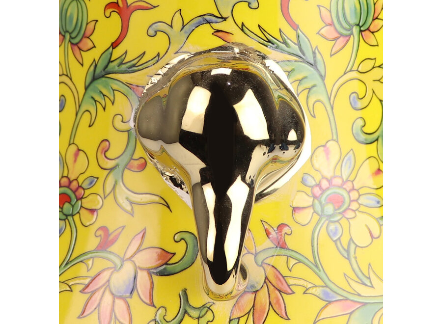 Vaso Cinese Porcellana Giallo Dipinto a Mano D22xA31cm