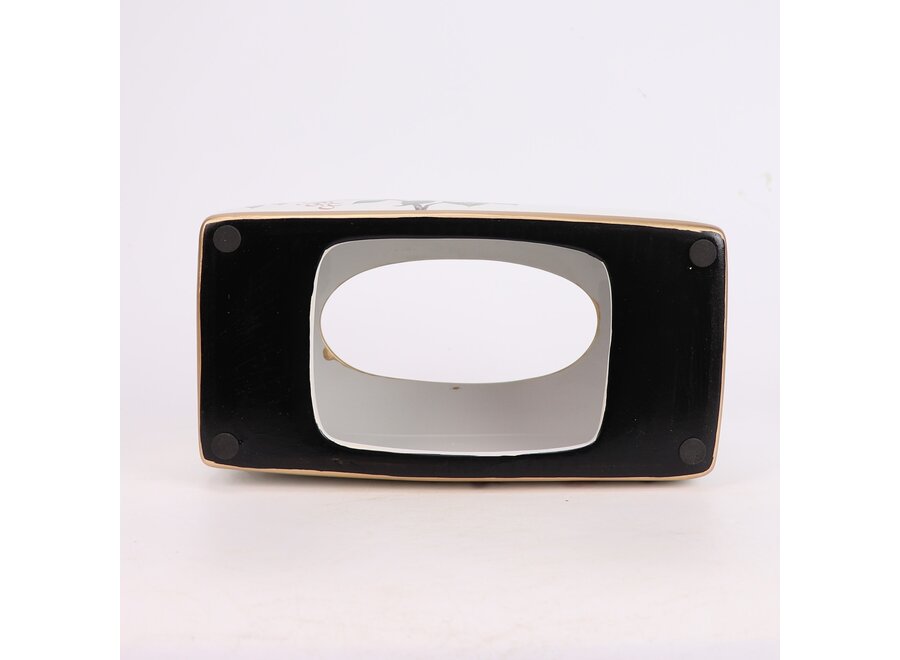 Chinesische Taschentuchbox Porzellan Weiß Blumen B23xT9xH14cm