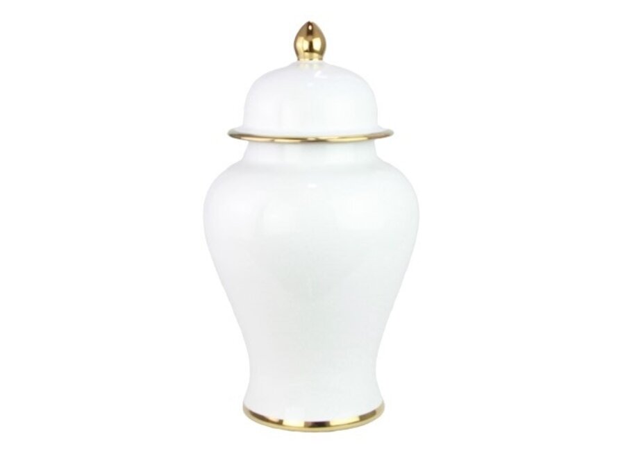 Vaso Ginger Jar Cinese in Porcellana Bianco Fatto a Mano D25xA46cm