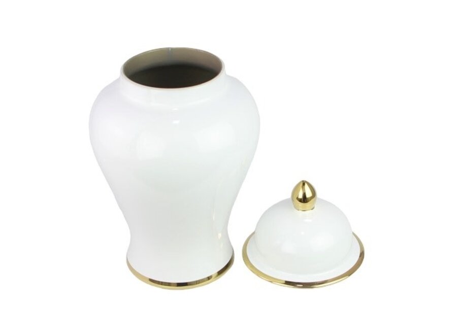 Chinesischer Vase mit Deckel Porzellan Weiß Handgefertigt D25xH46cm