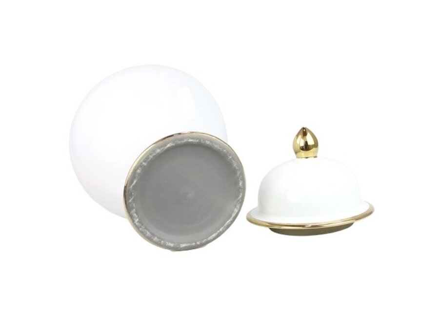 Tarro de Jengibre Chino Porcelana Blanco Hecho a Mano D21xAl36cm