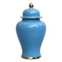 Chinese Ginger Jar Porcelain Blue Handmade D25xH46cm