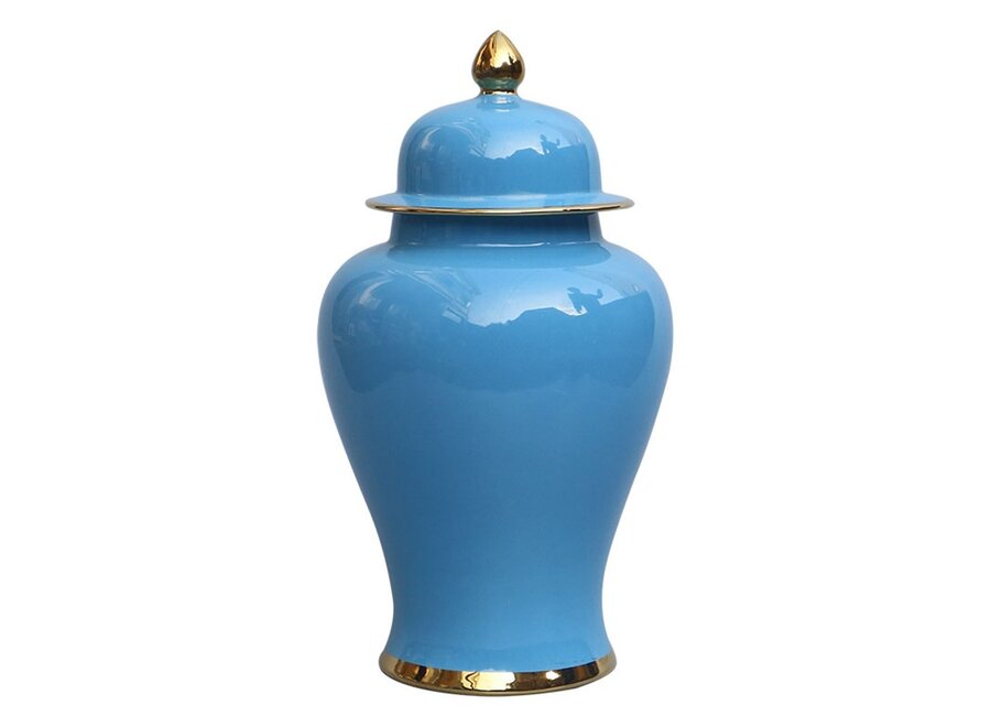 Tarro de Jengibre Chino Porcelana Azul Hecho a Mano D25xAl46cm
