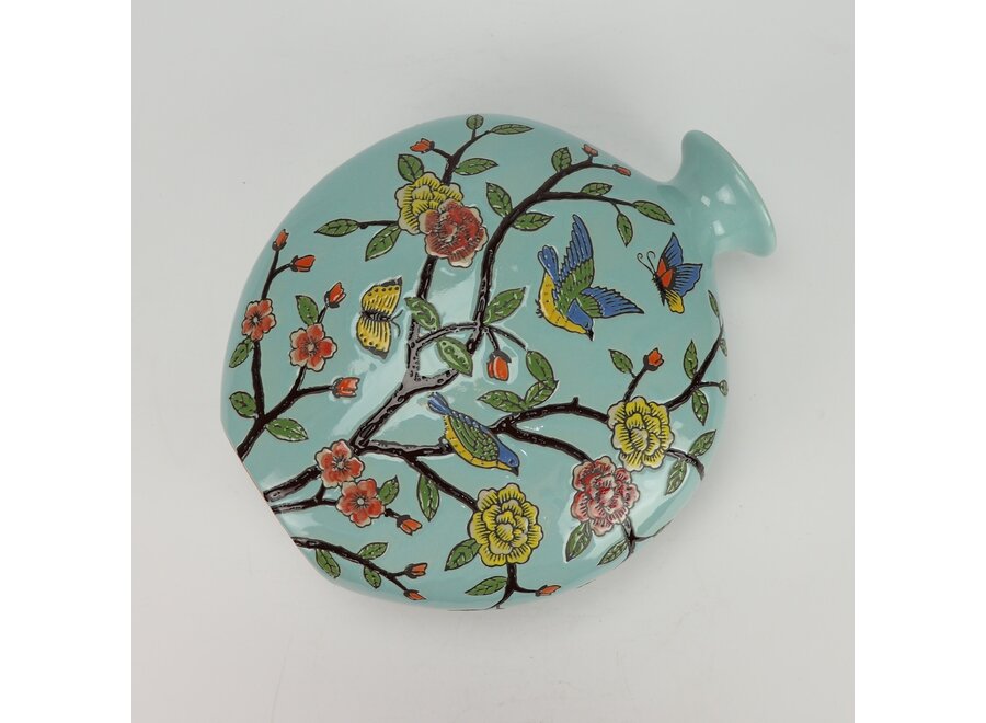 Chinesische Vase Porzellan Blau Vögel Handgemalt B23xT10xH26cm