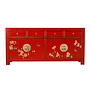 Credenza Cinese Lucky Rosso Dipinto a Mano - Orientique Collezione L180xP40xA85cm