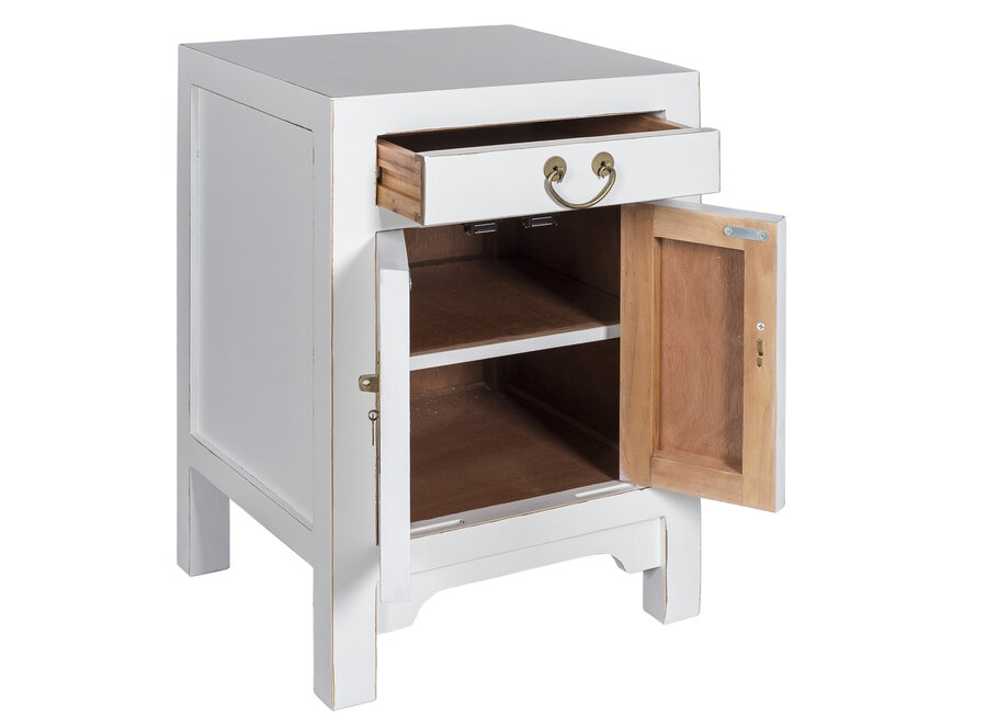 Chinese Bedside Table Snow White - Orientique Collection W42xD35xH60cm