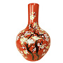 Chinesische Vase Rot Blüten Handgefertigt D31xH47cm