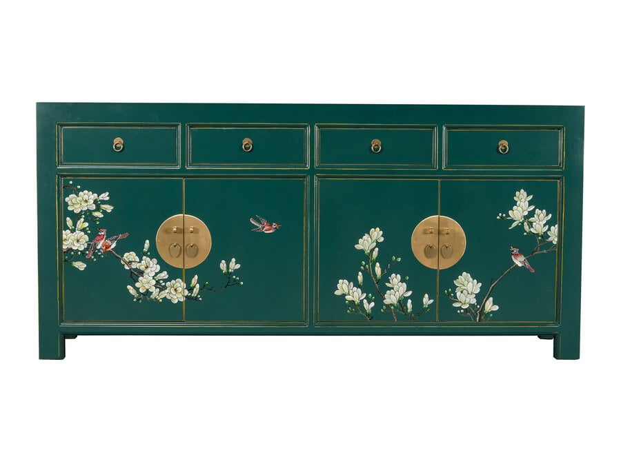 Chinesisches Sideboard Blaugrün Handbemalt - Orientique Kollektion B180xT40xH85cm