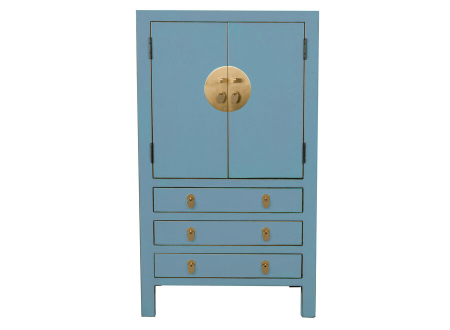 Armoire Chinoise Arctic Bleue Gris - Orientique Collection L63xP38xH110cm