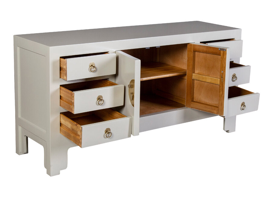 Meuble TV Chinois Moonshine Grège - Orientique Collection L121xP37xH61cm