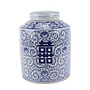 Pot à Gingembre Chinois Porcelaine Bleu Blanc Double Bonheur Peint à la Main D23xH30cm