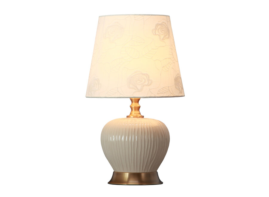 Table Lamp Porcelain with Lampshade White