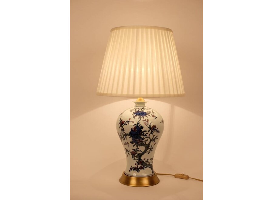 Lampe De Table Chinoise Porcelaine Blanc Blanc Bleu Branches De Fleurs