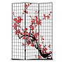 Paravent Japonais Japonais L120xH180cm 3 Panneaux Fleurs de Cerisier Noir