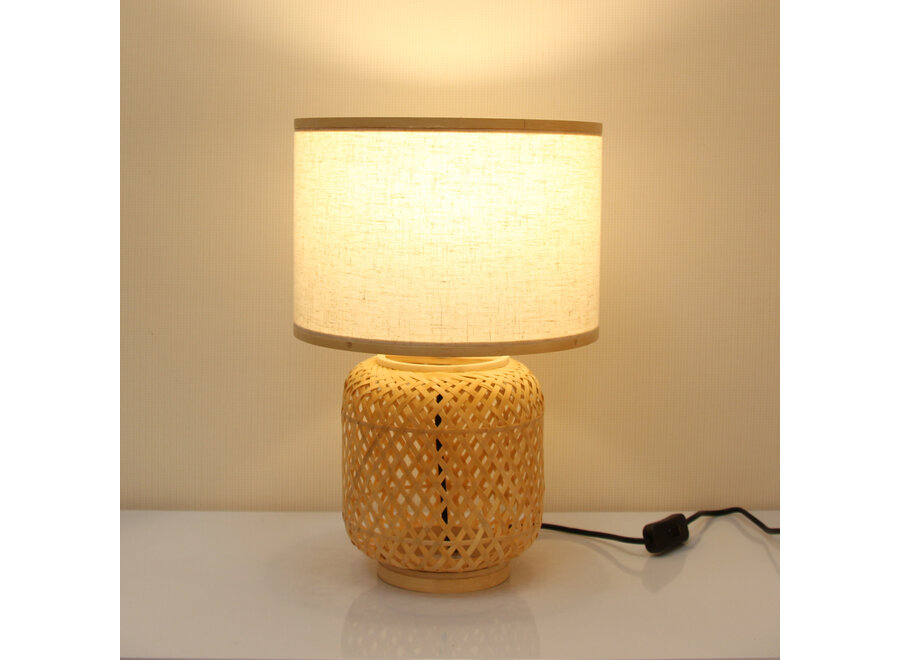 Lampe de Table en Bambou Naturel Fait Main - Sadie D26xH39cm