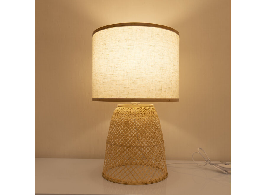 Lampe de Table en Bambou Naturel Fait Main - Phoebe D32xH49.5cm