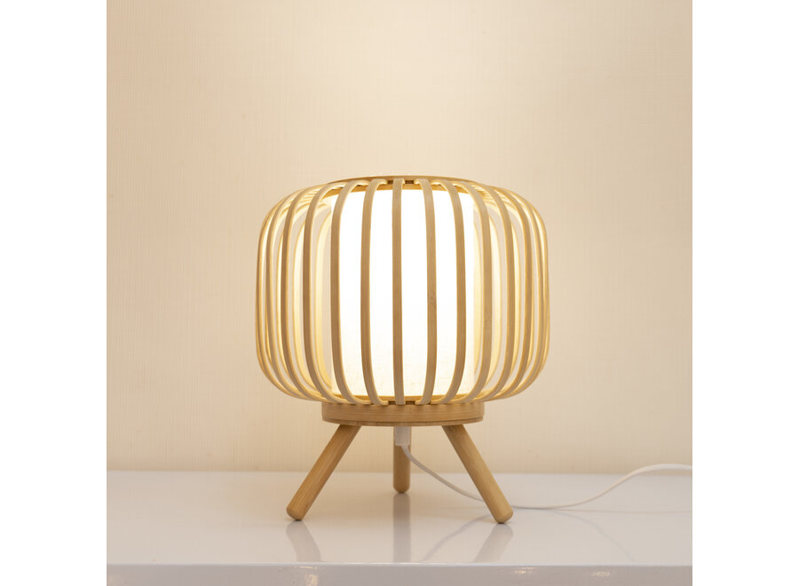 Lampada da tavolo in stile giapponese con supporto in bambù naturale