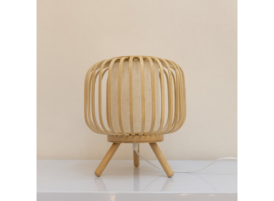 Bambus Tischlampe Natürlich Handgefertigt - Celinda D24.5xH27cm