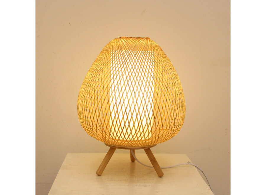 Lámpara de Mesa de Bambú Natural Hecho a Mano- Colette D30xAl38cm