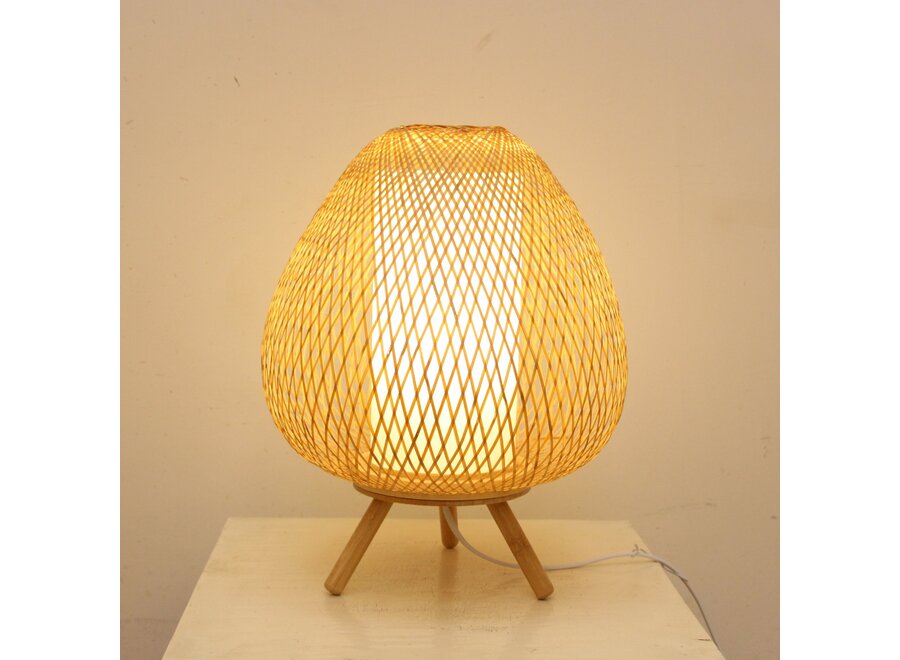 Lampe de Table en Bambou Naturel Fait Main - Colette D30xH38cm