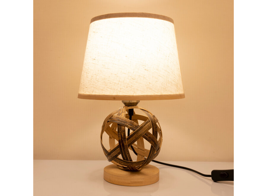Lampe de Table en Bambou Braun Fait Main - Leila D24xH36cm