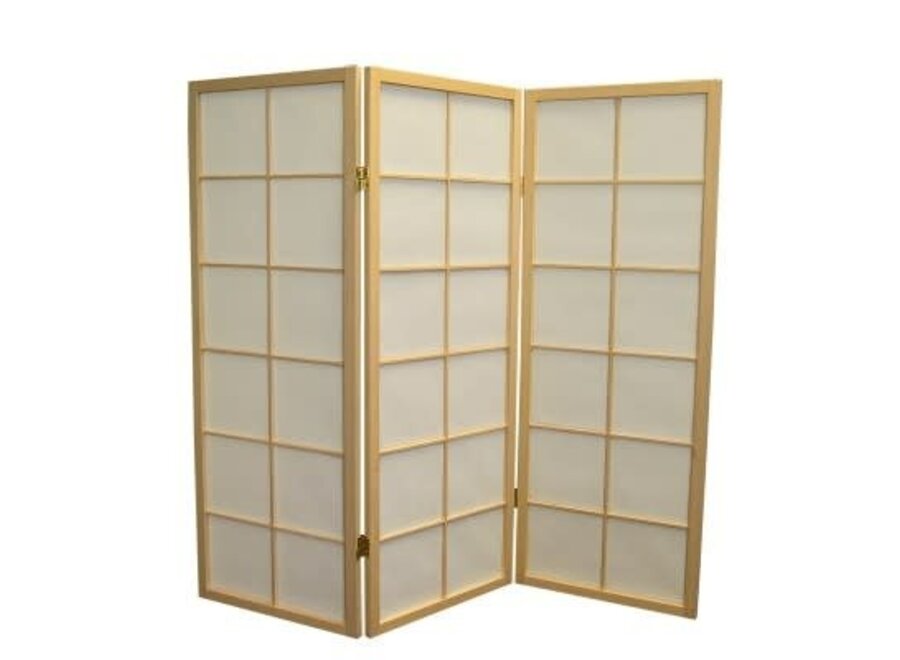 Japanese Room Divider W135cmxH130cm Shoji Rice Paper Natural 3 Panel