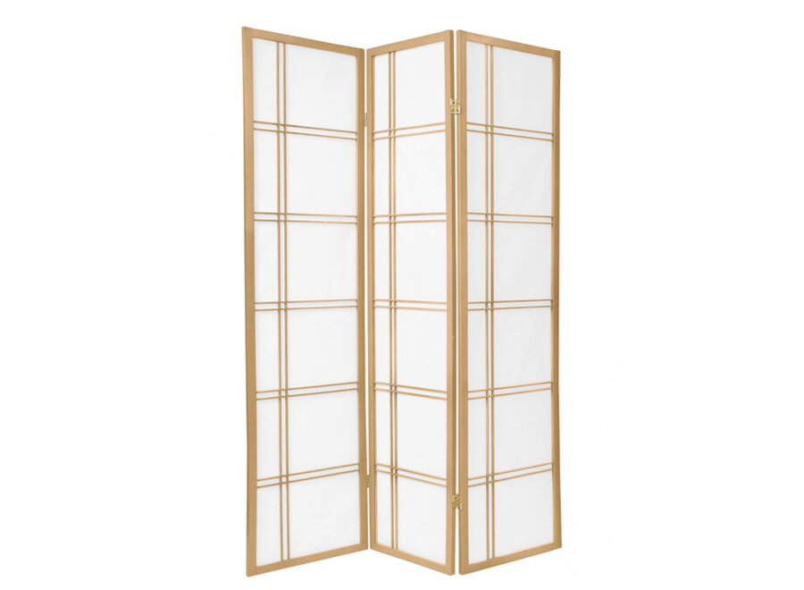 Paravent Japonais L135xH180cm 3 Panneaux Shoji Papier de Riz Naturel - Double Cross