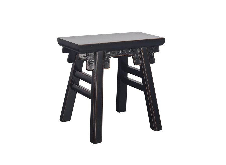 Chinese Stool Black with Details W50xD23xH47cm
